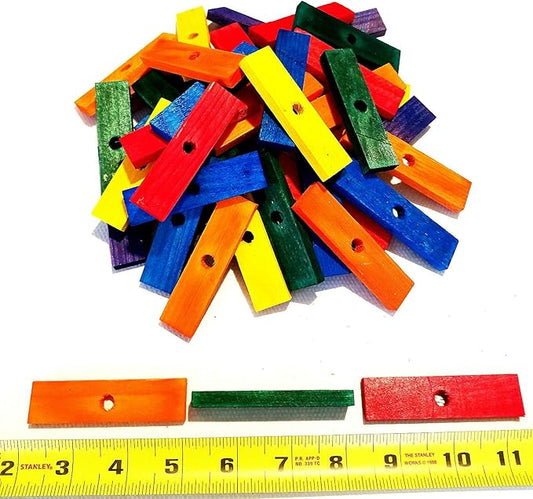Wooden Color 50 Blocks 3" Long for Parrot Bird Toy Cage Toys Medium Size Fantastic to chew