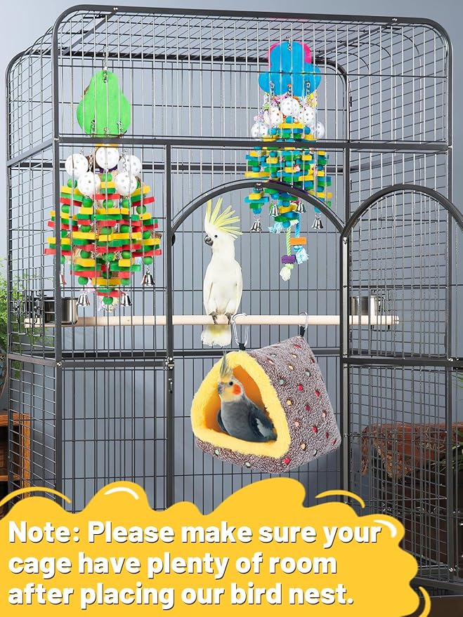 Medium Winter Warm Bird Nest for Cage - Comfortable Bird Bed with Support Board, Hanging Hammock Shed Hideaway Hut Gift for Cockatiel Monk Parrots Sun Conure