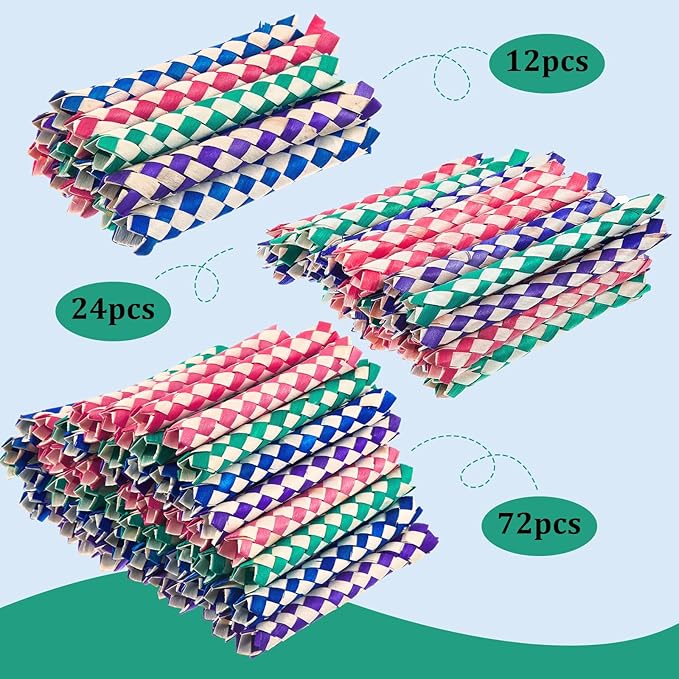 Syhood 12 Pcs Chinese Finger Traps Bamboo Finger Traps for Kids and Adults Pet Bird Chew Bird Foraging Chopper Toy Fun Birthday Party Favors, Goodie Bag Stuffers Fillers in Assorted Colors