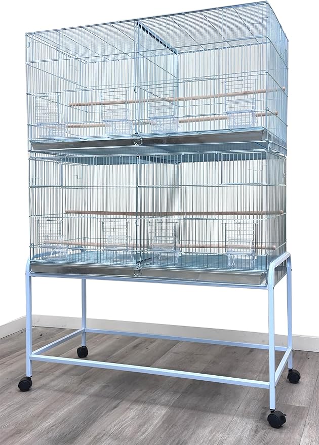 LOT of Extra Large 35.5" x 18" x 19"H No Rust Stainless Galvanized Zinc Plated Stackable Breeder Bird Flight Cage with Removable Center Divider and Breeding Nest Doors