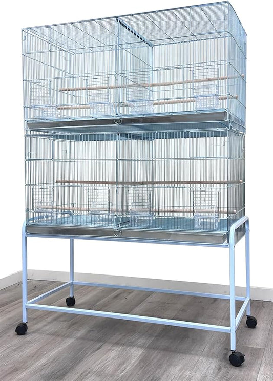 LOT of Extra Large 35.5" x 18" x 19"H No Rust Stainless Galvanized Zinc Plated Stackable Breeder Bird Flight Cage with Removable Center Divider and Breeding Nest Doors