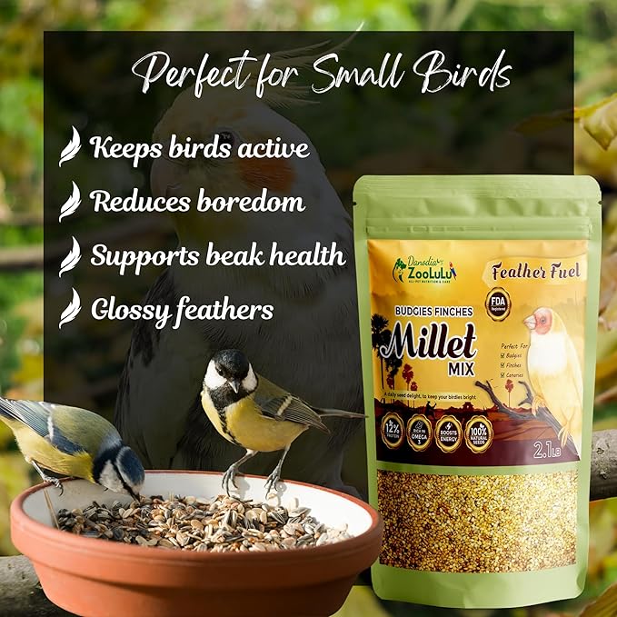 Danodia's Zoolulu Budgies & Finches Millet Mix (450g /1lbs) | Bird Seed Blend for Budgies, Finches & Canaries | Daily Healthy Nutrition