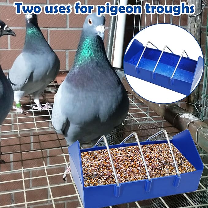 Hamiledyi 2 Pack Pigeon Feeder, Bird Dispenser Slot Container, Thick Durable Slot Container Feeding, Removable Steel Wire Partition for Pigeons Quails Birds Chicks Ducklings(Length: 8")