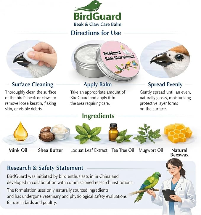 Bird Beak Moisturizer & Feet Balm – Dry Beak Treatment, Skin Hydration & Claw Repair for Parrots, Budgies, Cockatiels
