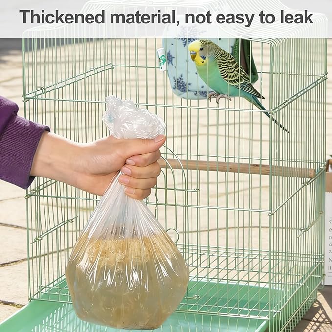 17X12.6 Inches Disposable Bird Cage Liner Bags, 0.6 Mil 50 Pack Plastic Leak-Proof with Cage Cleaning Brush, for Parrots, Rabbits, Guinea Pigs
