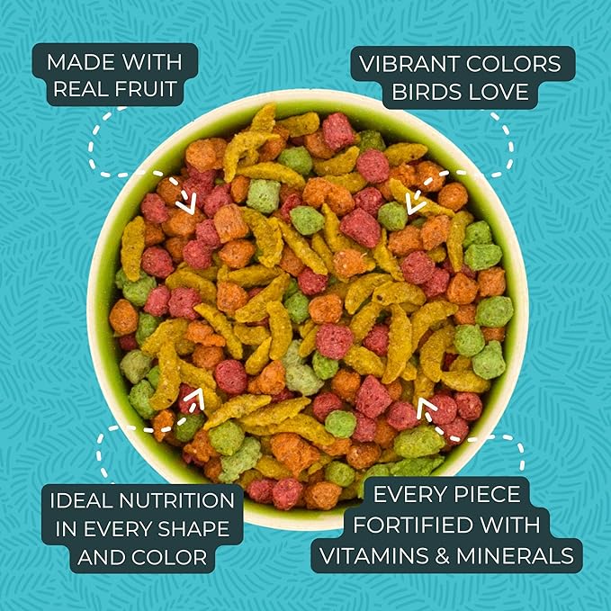 ZuPreem FruitBlend Bird Food, Bird Feed Pellets for Cockatiels, Lovebirds, Quakers, Small Conures & Lorikeets, Core Nutrition with Natural Fruit, Cockatiel Food, Conure Feed, (Medium, 2 lb Bag)
