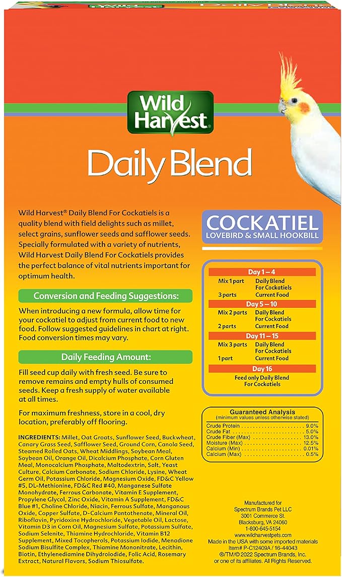 Daily Blend Bird Nutrition, 2 Pound | Pack of 2 | Orange | 32 Ounce