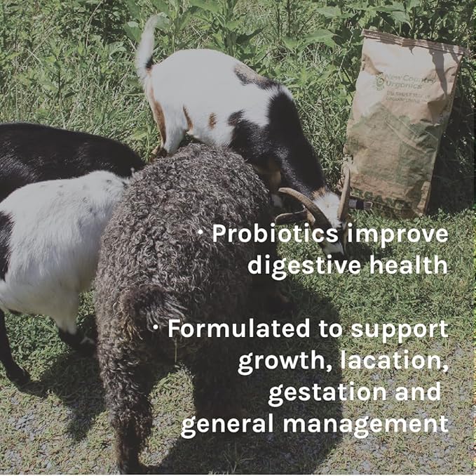 New Country Organics | Goat Feed Pellets 40lb | for All Stages of Goats | Daily Goat Food | 15% Protein | Soy-Free, Certified Organic and Non-GMO, Made in North America | 40lbs Bag