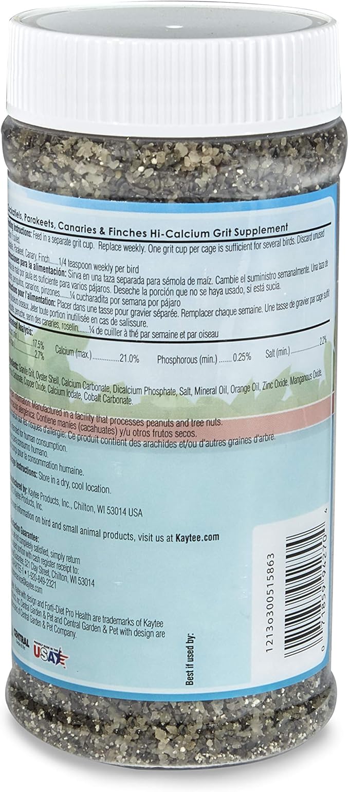 Kaytee Hi-Calcium Grit for Small Birds - Jar 21 oz (Pack of 2)