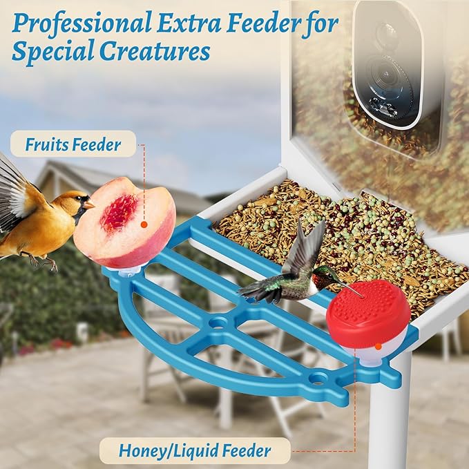 TROPOW Smart Bird Feeder with 2K Camera & AI Recognition - Solar Powered, 2L Capacity, Night Vision, App Alerts, Auto Capture Photos/Videos for Bird Watching, Squirrel Deterrent