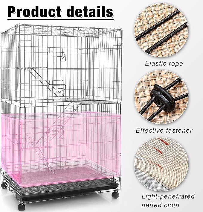 Shappy Large Bird Cage Seed Catcher,Bird Cage Cover Net Skirt Guard,Adjustable Soft Airy Mesh Net for Parrot Parakeet Macaw(118 x 15 Inch/ 300 x 37 cm,Light Pink)