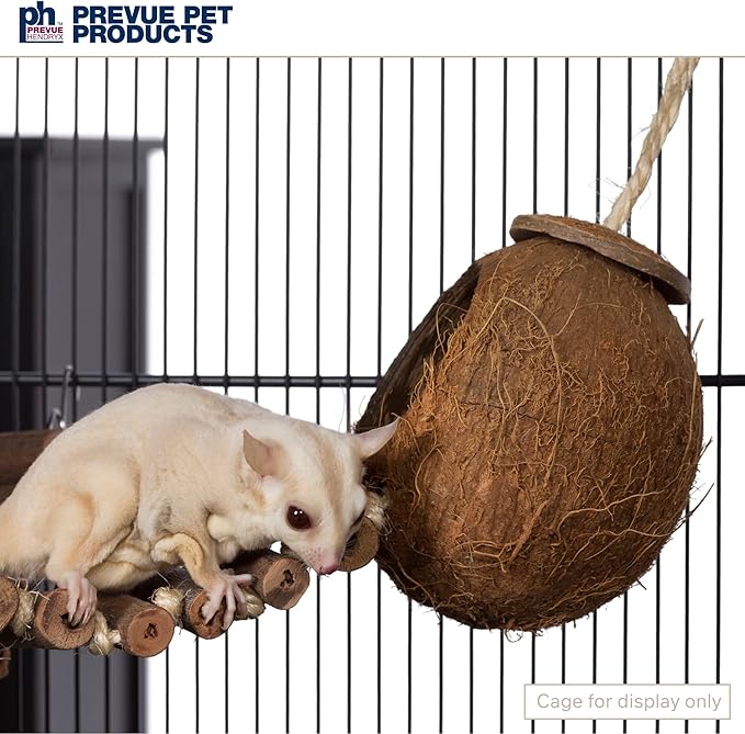 Prevue Pet Products Naturals Coco Hideaway with Ladder - Bird Toy for Parrots, Conures, Cockatiels, Budgies, and Small to Medium Birds, Cage Accessory for Climbing, Resting, and Beak Exercise