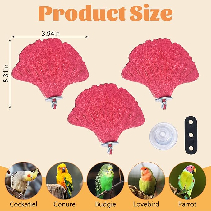 3PCS Bird Beak Grinding Stone with Suction Cups for Small Birds Foot Claws Trimmer Bird Stand Platform Parakeet Cage Perch Parrot Cage Accessories for Indoor Window Viewing (Pink)