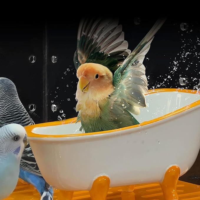 GuineaLoft™ Small Pet Bathtub – Generously-Sized Ceramic Bathtub for Birds' Water Baths or Hamsters' Sand Baths, Also Works as a Food Bowl – Visit the GuineaLoft Store for More