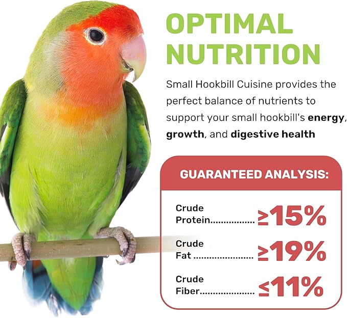 Small Hookbill Cuisine, 20 Lbs Premium Birdseeds for Parrot, Bird Food for Small Hookbill, Supports Daily Energy, Growth & Digestive Health, Nutrient-Rich Parrot Bird Seed for Outside Feeders