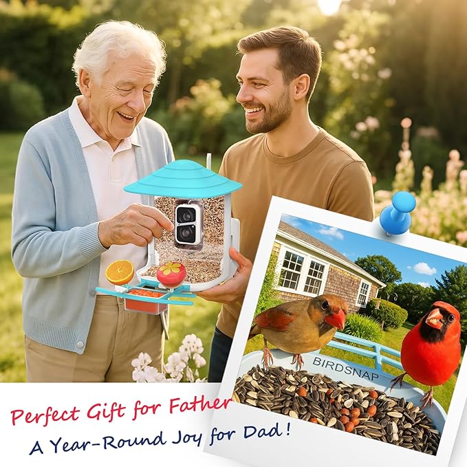 birdsnap® TUC Bird Feeder with Camera 2K HD Live with 32GB Card Auto Detect & Notify AI Identify Camera Birds Feeders Solar Powered Wireless Outdoors Backyard Gift for Mom Dad Birds Lover, 2.4G WiFi