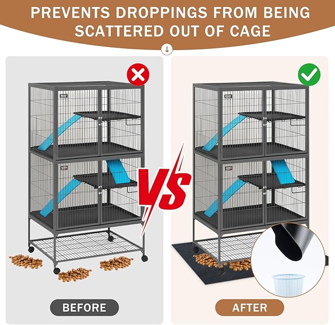 Drydiet 56" x 42" Ferret Playpen Mat, Under Pet Cage Liner, Absorbent/Waterproof Felt Pad for Ferret Cages, Bird Cage Reptile Aquariums, Dog Kennels, with Non-Slip Backing for Hard Floors