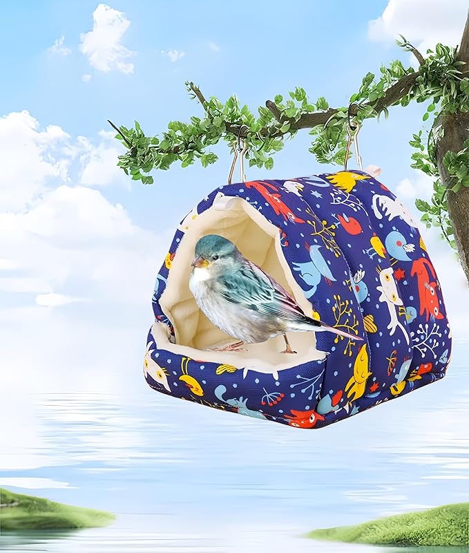 Bird Nest Plush Snuggle Hanging Hammock Bird Cave Parrot Sleeping Bed Shed Hut Hanging Tent for Hamster Parrot Macaw Budgies Parakeet Cockatiels Lovebird-Kitten
