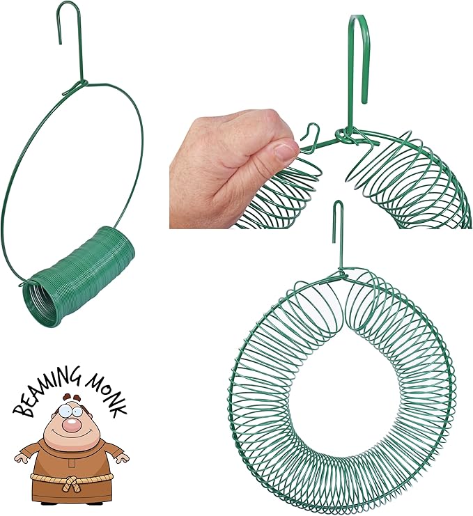 Wreath Bird Feeder for Suet Balls, Peanuts & Whole Nuts – Heavy-Duty Powder-Coated Metal, Outdoor Hanging Design, Green – Includes Accessories for Making Suet Balls
