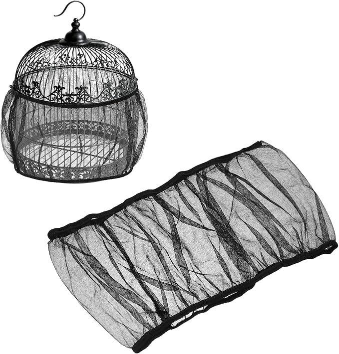 Bird Cage Seed Catcher, Bird Cage Net Cover Seeds Guard, Universal Birdcage Accessories, Black, Circumference 90.6"-118.1", Height 19.7" for Parrot Cockatiel Enclosures