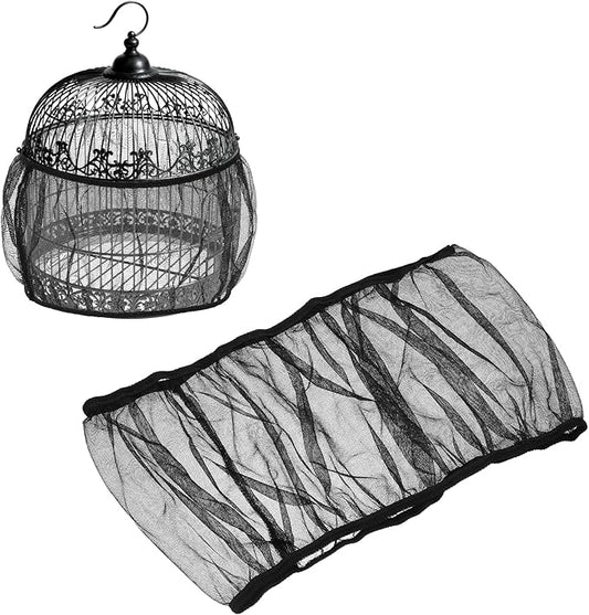 Bird Cage Seed Catcher, Bird Cage Net Cover Seeds Guard, Universal Birdcage Accessories, Black, Circumference 90.6"-118.1", Height 19.7" for Parrot Cockatiel Enclosures