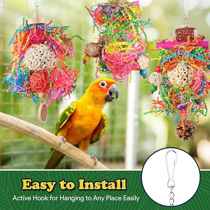 Bird Toys, Parakeet Foraging Toy, Hanging Chewing Toy, Bird Cage Accessories – Suitable for Cockatiels, Budgies, Lovebirds, Conures and Other Small Parrots