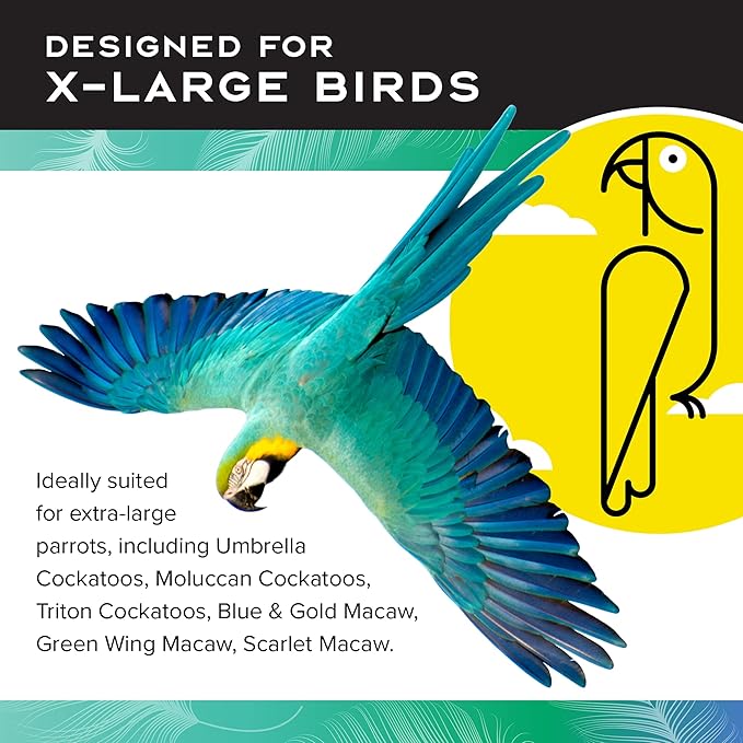 Featherland Paradise Knots N Blocks Bird Toy, Bird Toys, for Parrots, Cockatoos, Macaws, Very Large Birds and Big Beaks
