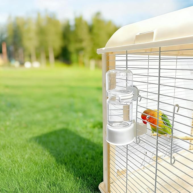 Automatic Bird Water Dispenser Cage Hanging Water Feeder with Anti-Spill Design for Parakeet Canary Small Parrot Lovebirds (2PCS 140ml Water Dispenser)