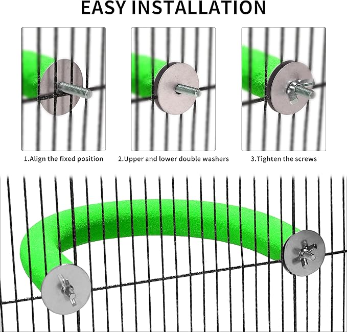 FrgKbTm U Shape Parrot Perch Stand Toy Bird Platform Sand Paw Grinding Clean Stick Exercise Conure Budgie Cockatiel Cage Accessories (Green)