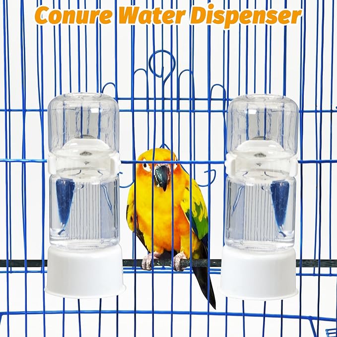 BNOSDM No Mess Bird Feeder Water Dispenser Set Automatic Parrot Feeder Drinker Transparent Food Container 3 Pcs Parakeet Cage Accessories for Cockatiel, Budgies, Conure, Lovebird, Finch (Transparent)