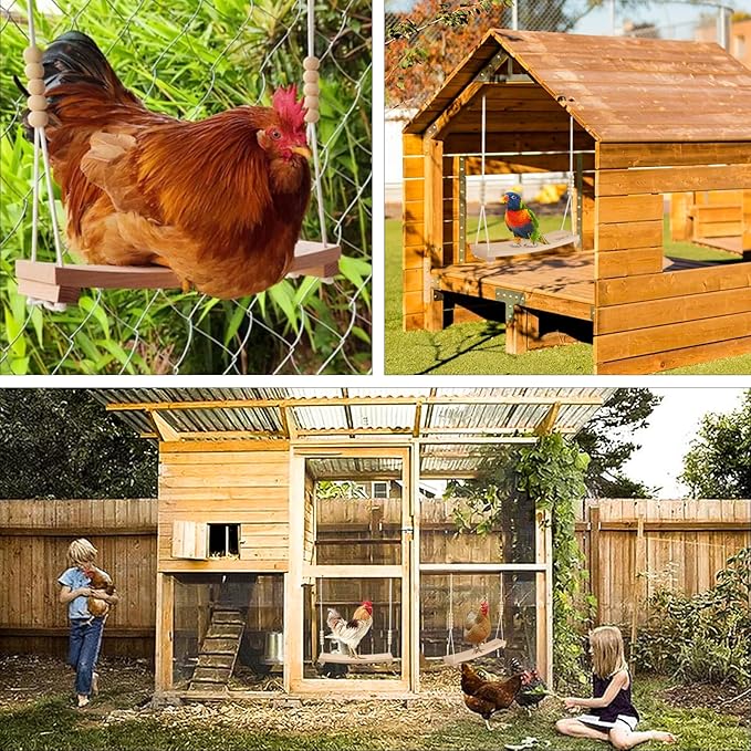 Arc-Shaped Chicken Swing Heavy Beech Wood Chicken Toys for Coop Handmade Chicken Swing for Hens Chicken Coop Accessories