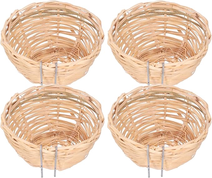 TOPINCN 4pcs, Handmade Weaving Breeding Resting Bird House with Hook Decoration for Parrots Canary