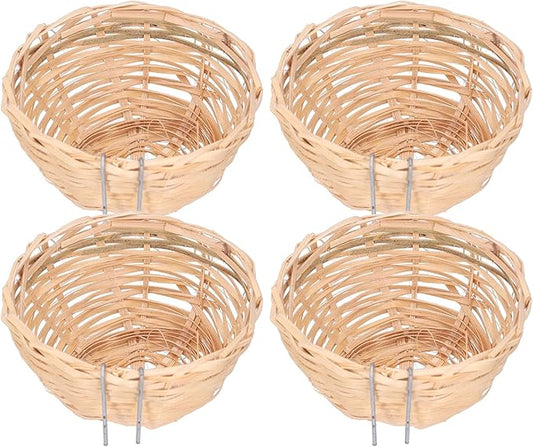 TOPINCN 4pcs, Handmade Weaving Breeding Resting Bird House with Hook Decoration for Parrots Canary