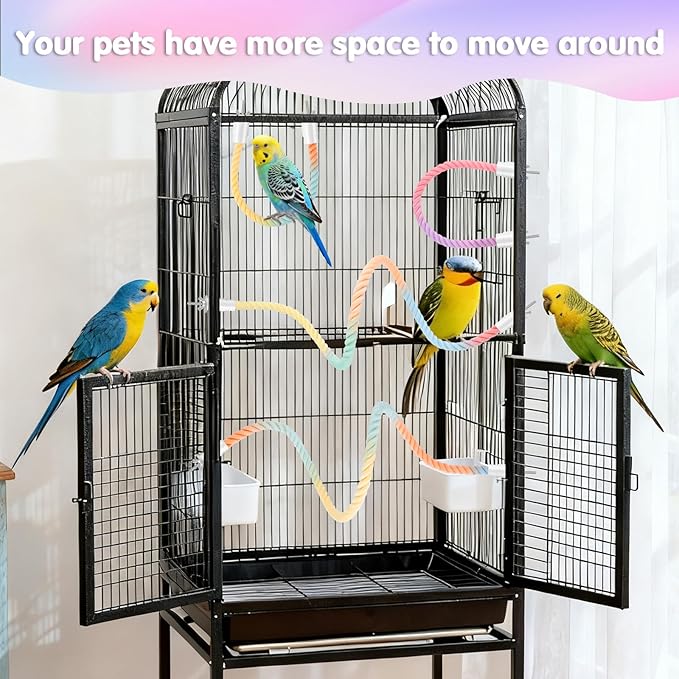 4 Pcs Bird Cage Rope, 31.1” & 16.54” Bird Perches for Cage, Used as Bendable Climbing Ropes for Parrots, Parakeets, Cockatiels, Lovebirds, Budgies, Interactive Birds Cages Accessories