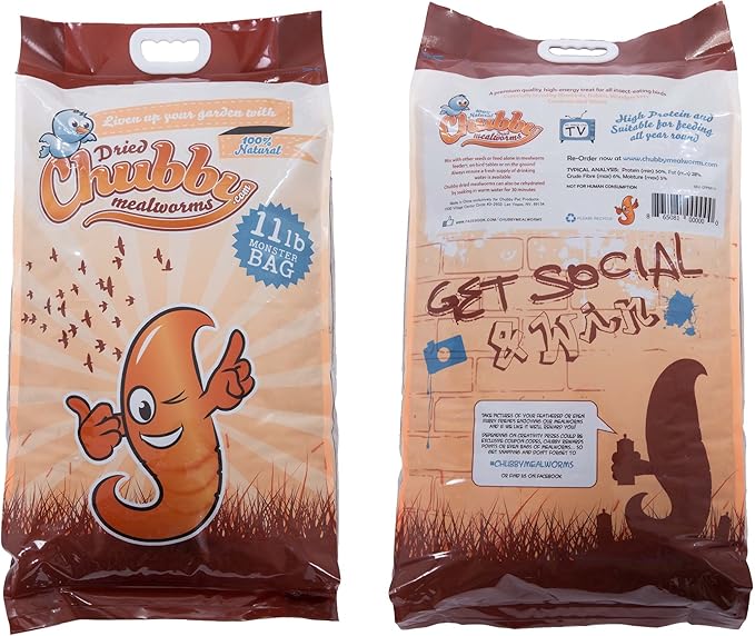 Chubby Dried Mealworms | 44 lbs | High-Protein Non-GMO Treats for Chickens, Ducks, Wild Birds & Backyard Pets