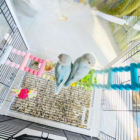 Bird Ladders Swing Chewing Toys Hanging Pet Bird Cage Accessories Hammock Swing Toy for Small Parakeets Cockatiels, Lovebirds, Conures, Macaws, Finches (Medium: 8 Ladders)