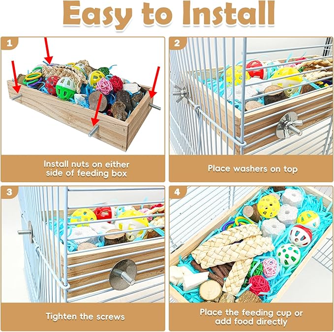 BNOSDM Bird Foraging Toys Box Colorful Parrot Foraging and Shredding Toy Boxes Natural Bird Toy Wooden Birds Chewing Toys for Parakeet, Conure, Cockatiel, Budgies, Lovebirds (Large)