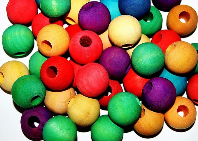 Pet Bird parrot toys Parts 20 Pcs Colored Wood Wooden 1 inch Balls for Cockatoo Amazon Lorie