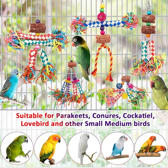LifeIdeas Bird Shredding Toys, 5PCS Parrot Chewing Toys Corn Cob, Colorful Bird Foraging Toys for Small Medium Parrots Parakeets, Conures, Cockatiel, Lovebirds