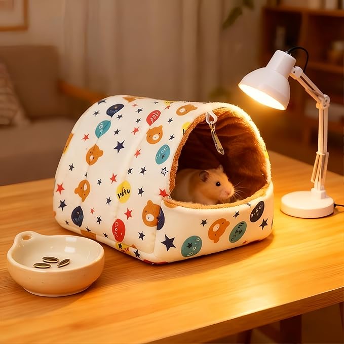 Warm Bird Nest House Plush Birds Hut Bed Hanging Hammock Sleeping Bed Bird Snuggle Cave Hanging Tent for Parrot Parakeet Cockatiel Conure African Grey Macaw-Bear