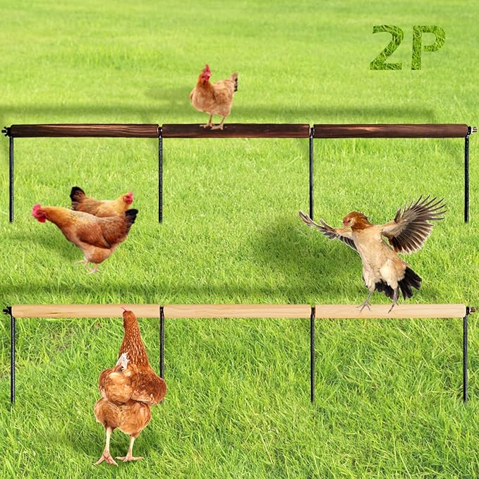 2 PCS Chicken Toys,Extra Long Chicken Perch Toys,Woodern Chickens Roosts and Perches Stand Training Perch for Poultry Rooster Chicks Large Bird Chicks Parrot, 44.88” Long