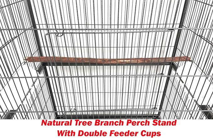 X-Large Sturdy Wrought Iron Breeding Flights Canary Parakeet Cockatiel African Grey Lovebird Finches Parrot Home Cage Double Large Front Doors 4 Side Doors Bottom Storage Shelf On Lockable Wheels