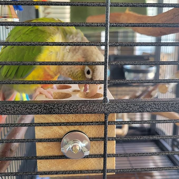 QBLEEV Bird Wooden Block Puzzle Parrot Chicken Foraging Toys, Small Animal Shredding Teething Parakeet Cockatiel Conure Budgie Cage Toys