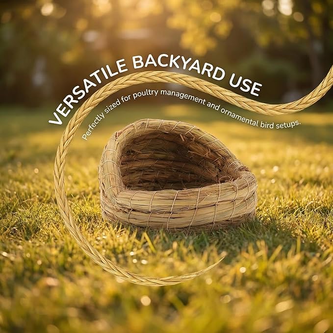 Woven Straw Bird Nest for Egg Laying Comfortable Backyard Bird Coop Nesting Box Easy Clean and Assemble Multi-Functional Poultry House Accessory 5.90X5.51X4.33In