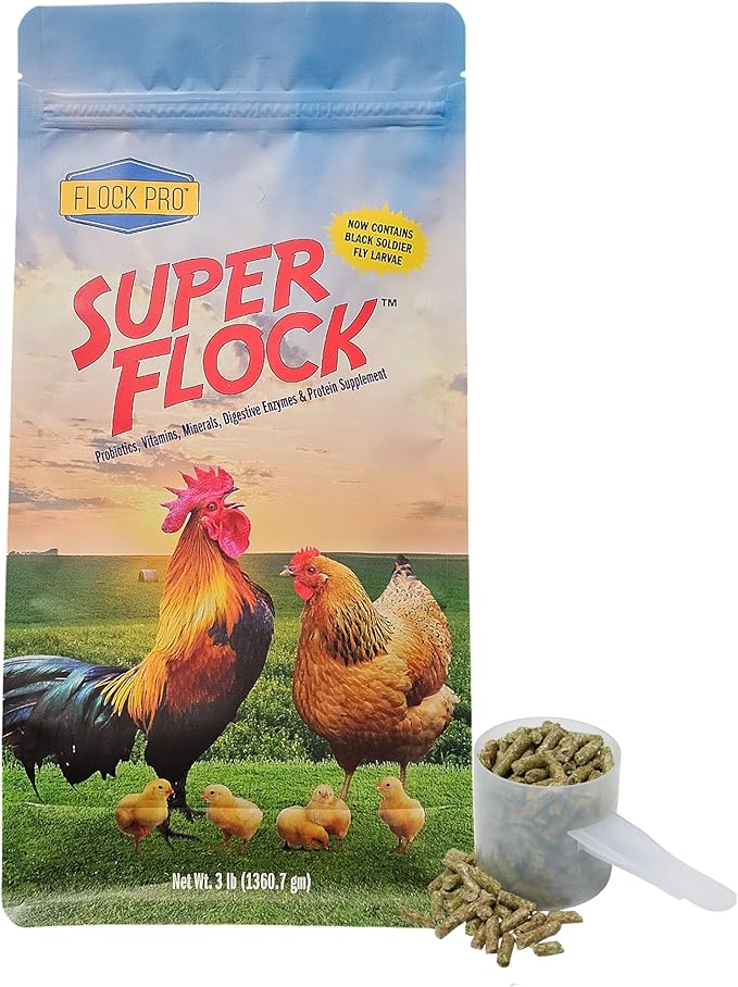 Super Flock Pro Boost Probiotic - Probiotics, Vitamins, Minerals and Electrolytes for Chickens | Chicken Vitamins and Supplements for All Poultry - 3lb