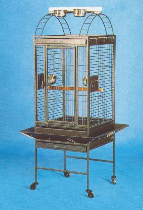 Mcage New Parrot Cockatiel Bird Wrought Iron Cage Open Play-Top (Egg Shell White)
