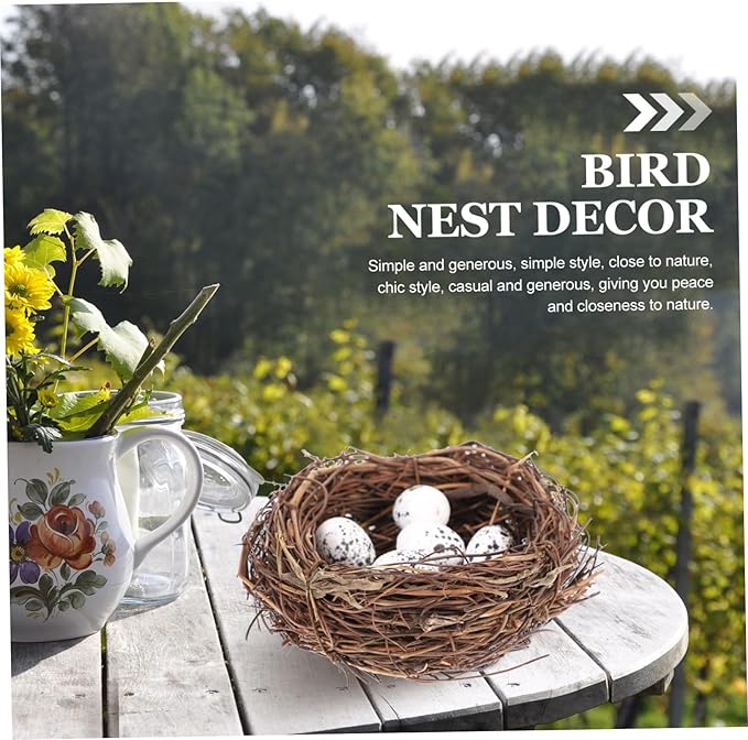 Amosfun 24pcs Easter Simulation Bird Nest with Eggs Artificial Nest Natural Bird Easter Egg Ornament for Decor