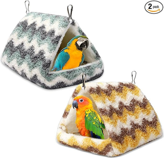 PETKNOWS 2 Pack Bird Nest House, Hanging Hammock Fluffy Parrots Bird Bed for Cage Bird Plush Nest for Parrot Macaw Budgies Eclectus Parakeet Cockatiels Cockatoo Lovebird