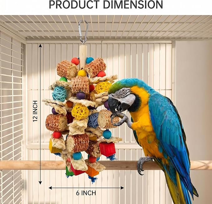 Parrot Chew Toys Bird Chew Toys Bird Toys with Natural Corn Cob for Small and Medium-Sized Macaws,African Grey,Cockatoos,Amazon Parrots,Parakeet,Cockatiel,Sun Conure, Lovebird