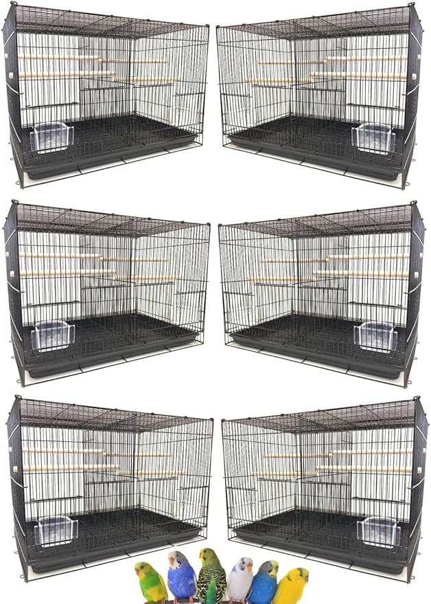 Small Breeder Breeding Cages with Center Dividers, Pack of 6, 24 x 16 x 16 H inches (24 x 16 x 16 H inches, Black)